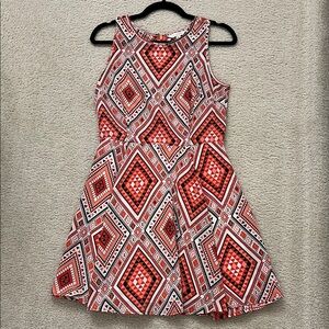 Charming Charlie Red and White A-line Sleeveless Halter Sundress